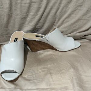 Nine West White Wedge Sandals